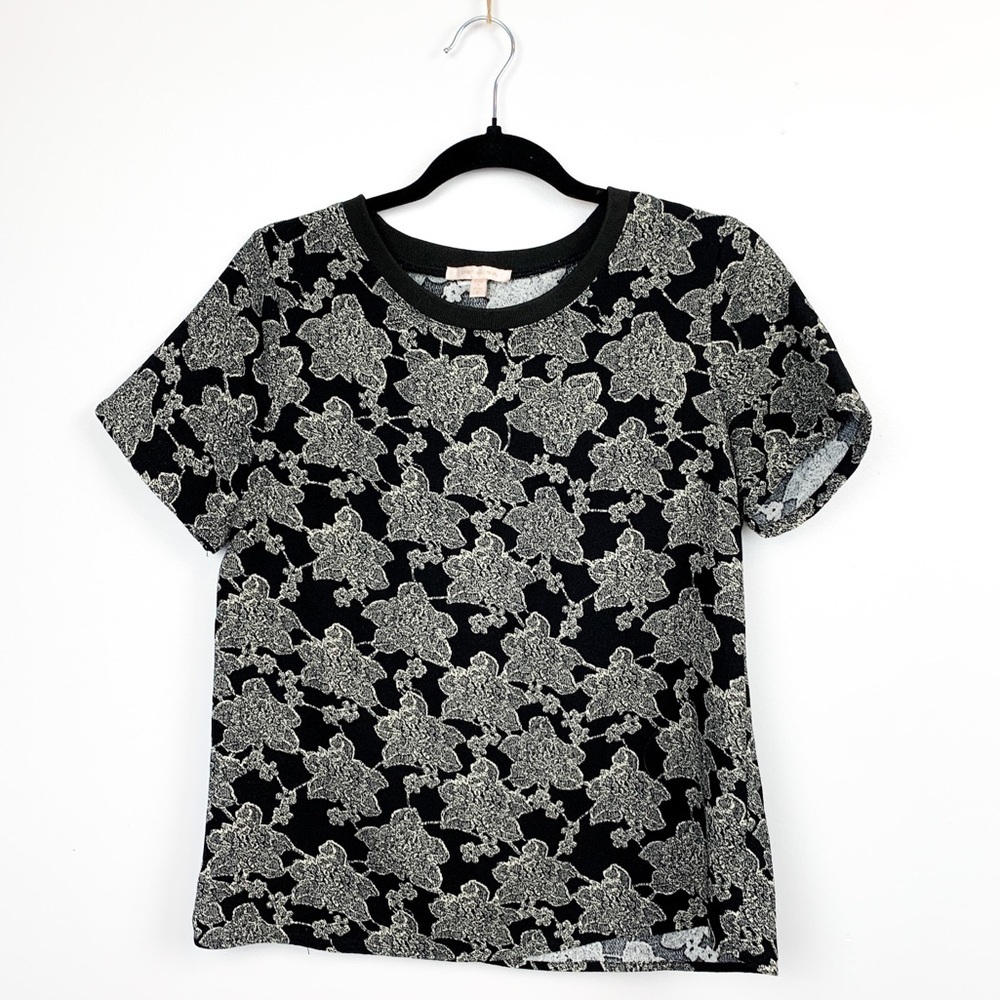 Skies are Blue Short Sleeve Black & White Floral Top